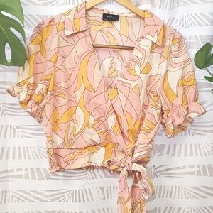 Elegant Pink and Orange Women's Blouse